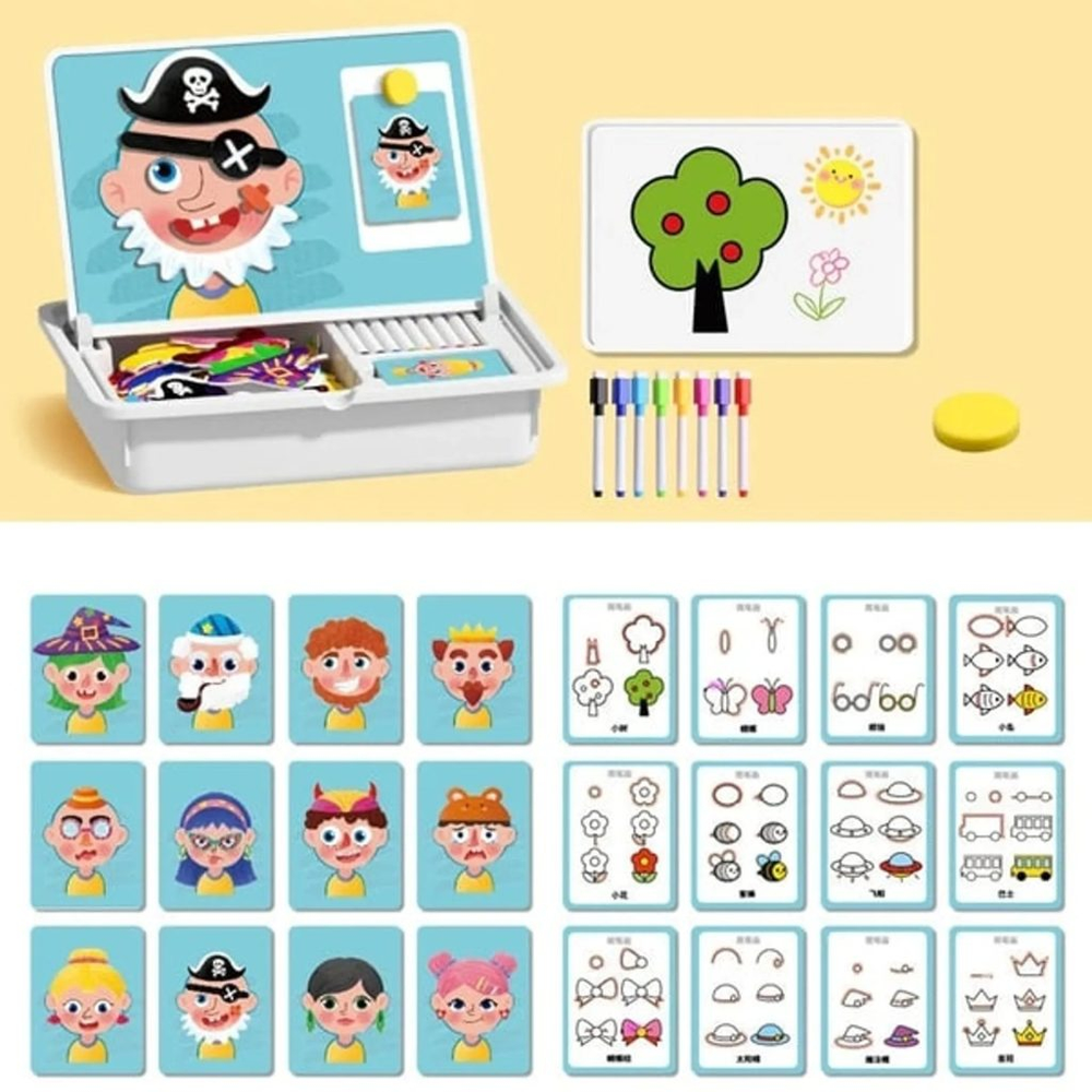 ✨HOT SALE 49% OFF💫Magnetic Puzzles Face Dress Up Travel Game Double Side Preschool Educational Learning Toy for Kids